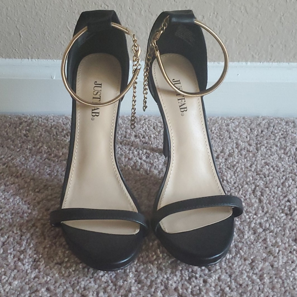 Black strap heels